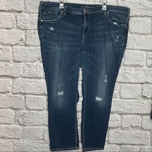 Silver Jeans‎ Cropped Pants JeansBoyfriend Fluid Denim Women's Plus size 24/25